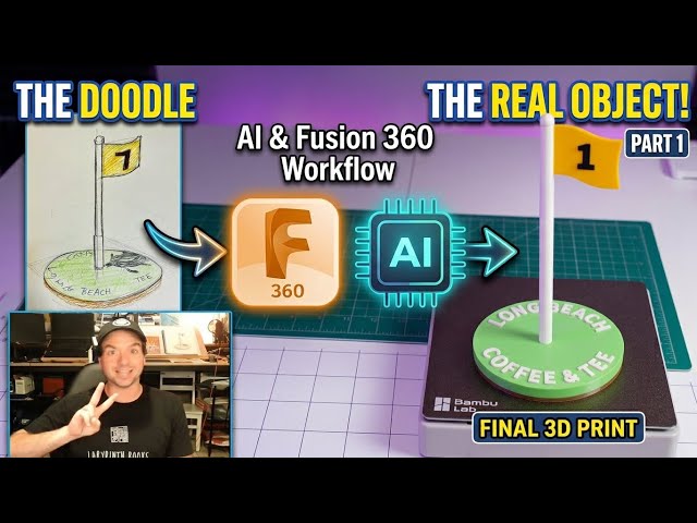 How to Design & 3D Print A Sketch ➔ AI Image ➔ Fusion 360 (Part 1) #3DPrinting #Fusion360 #BambuLab