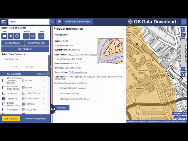 Download map data from Digimap