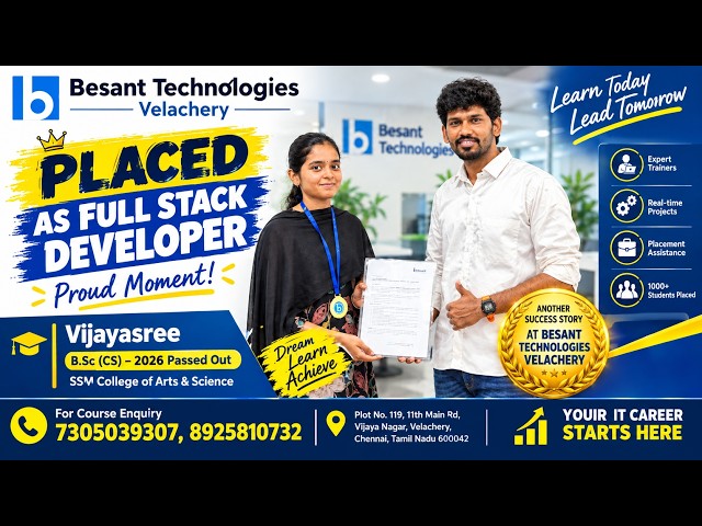 Best Full stack Training institute in Chennai|Vijaya shree Success Story |Best IT Training institute
