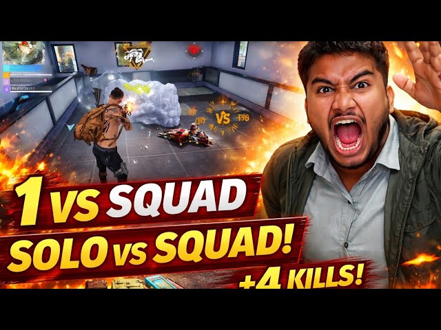 BR RANKED SOLO VS SQUAD 😱 | 1v4 Clutch Free Fire 🔥”#viral #freefire #gaming 