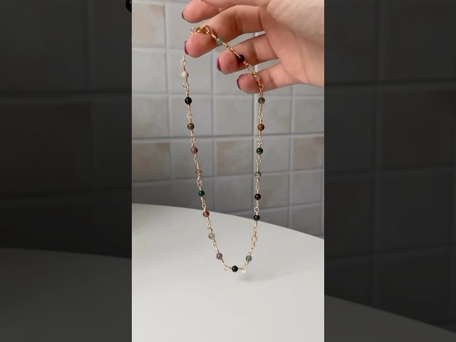 Let’s make India agate crystal necklace #wirewrappedjewelry #wirewrap #beads #diy