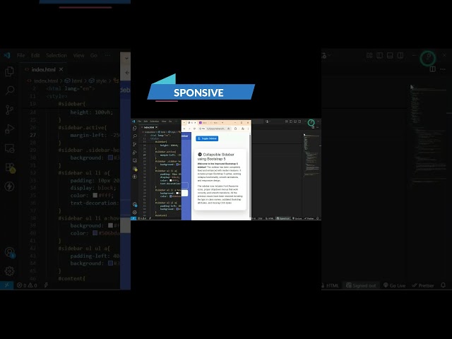 Responsive Sidebar using Bootstrap 5 🔥 | Bootstrap Sidebar Design Tutorial #Shorts