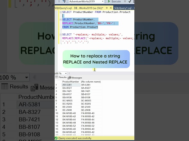 SQL tricks | Learn SQL in tamil | #shorts | Replace in SQL | String functions in SQL #sql