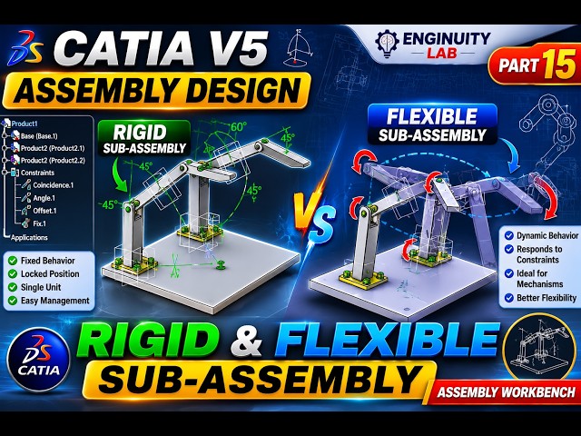 Rigid vs Flexible Sub-Assembly in CATIA V5 | Assembly Design Part 15 | Enginuity Lab