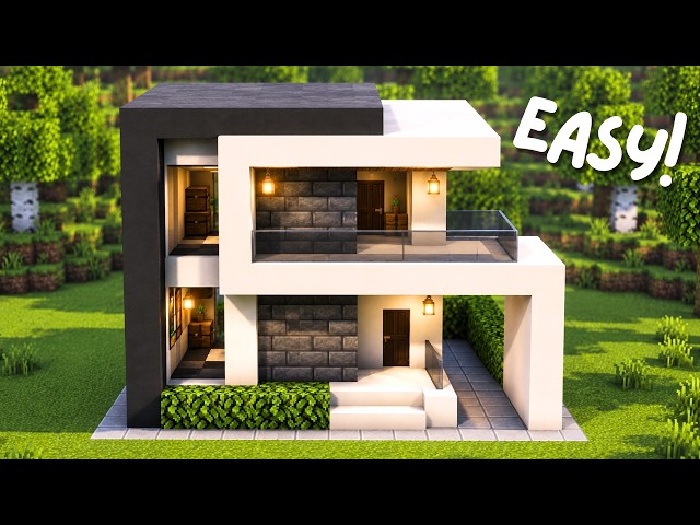 EASY 10 minute Modern House Tutorial in Minecraft