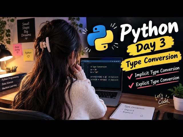 Python: Beginners to Advance | Day 3 in Python | Type Conversion | Implicit & Explicit Type Conve...