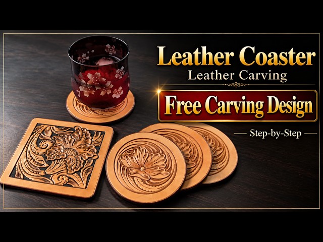 [FREE Carving Design] Leather Coaster Tutorial | Step-by-Step Leather Carving