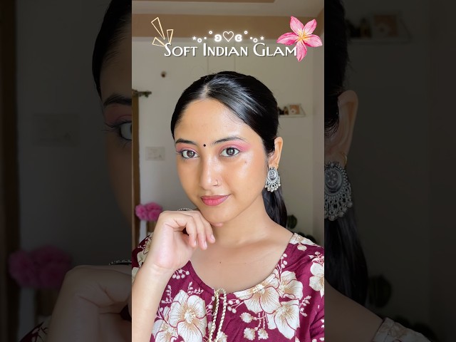 Soft Indian Glam with a Pop of Colour ✨❤️ #IndianMakeup #DesiGlam #MakeupLook  #shorts