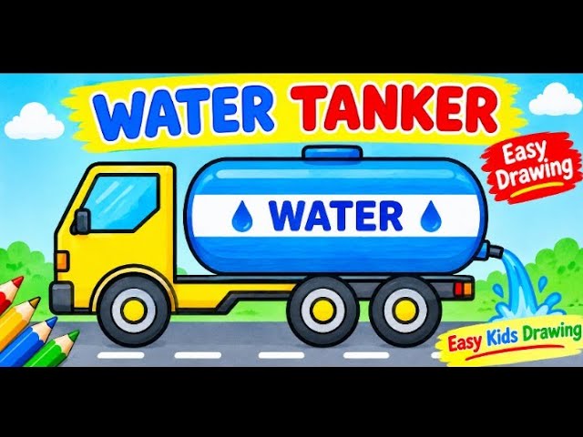 How To Draw a Cute  Water Tanker | Easy Step By Step Tutorial