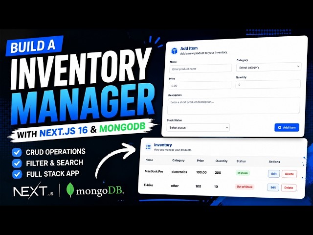 Build a Full-Stack Inventory Management App with Next.js 16 & MongoDB | CRUD + Filters