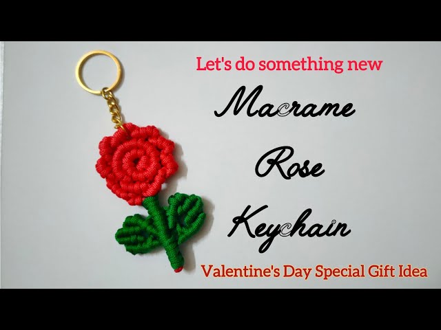 Macrame Rose Keychain | Handmade Macrame Gift For Valentine's Day | Diy Macrame Flower