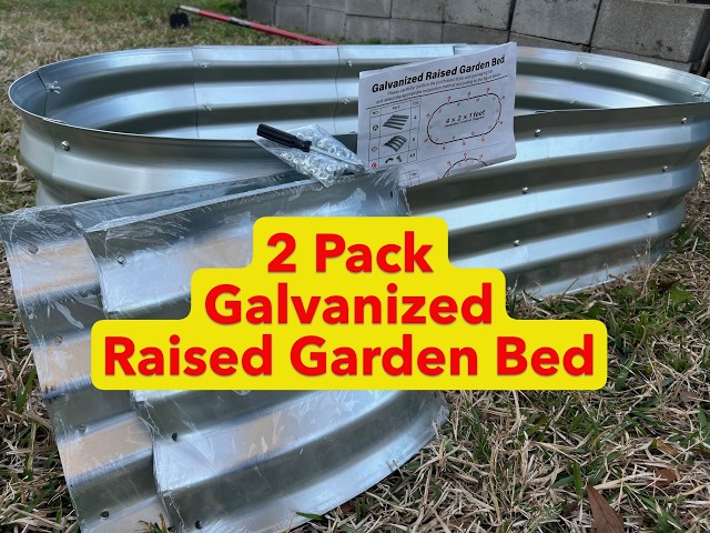 2 pack Galvanized Raised Garden Bed 4 x 2 oval metal planter box for vegetables, herbs and flowers 