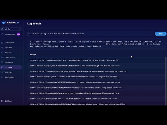 Oberservo AI Demo   Natural Language Searchable Data Lake