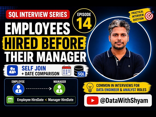 SQL Interview Problem #14 | Employees Hired Before Their Manager | SELF JOIN