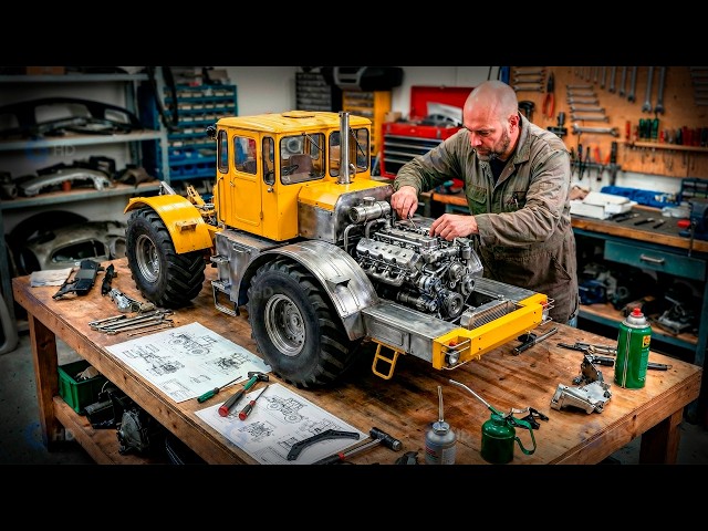 Man Builds a $10,000 Miniature RC Agriculture TRACTOR Made ENTIRELY of Metal | Start to Finish