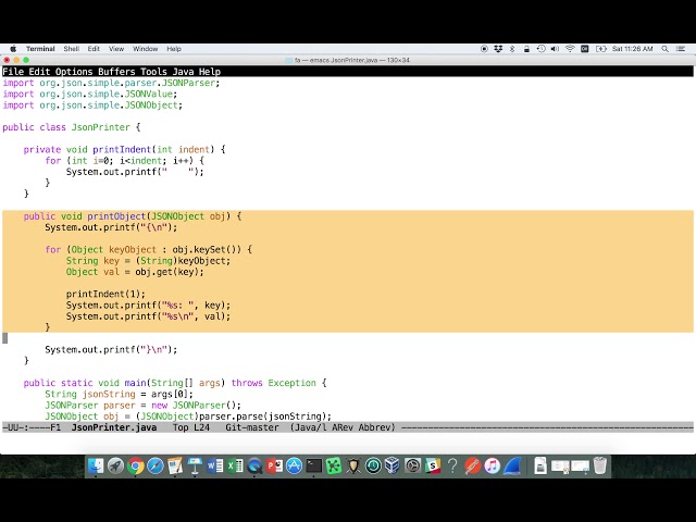 12/2/17 -- recursively pretty-printing JSON in Java