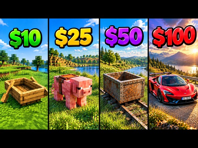 Minecraft All Experiments for 0$ vs 10$ vs 25$ vs 50$ vs 100$