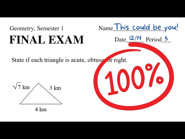 15 MINUTE Study Guide for Geometry 1 Final Exam | Math Sub Plan & Guided Notes PDF