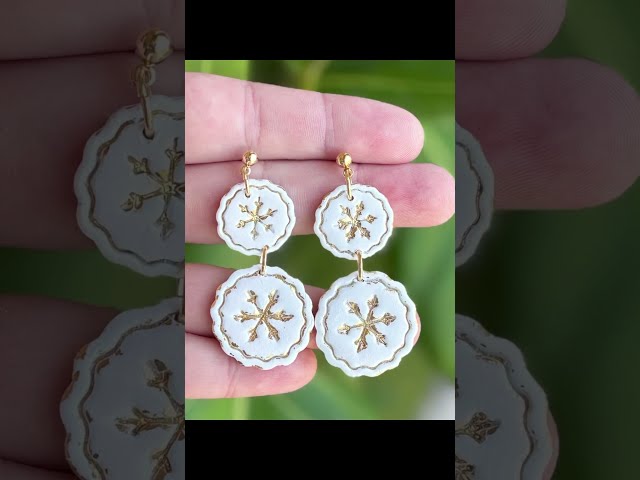 Shimmering Snowflakes #polymerclayearrings #wintercollection #holidayvibes #polymerclay