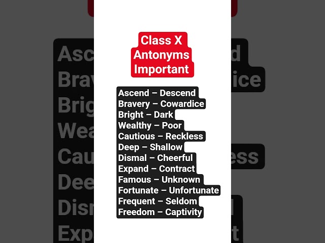 Antonyms Class ten English HSLC 2026