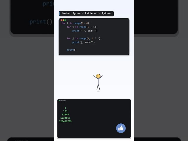 Number Pyramid Pattern in Python 🔢 | Using Nested Loops #Shorts