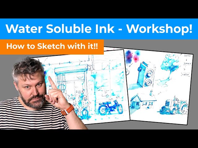 Urban Sketching with Water Soluble Ink - Easy Demo for Beginners
