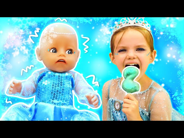 Princess party at Elsa's princess doll castle for baby dolls! Baby Annabell doll & Kids fun videos.