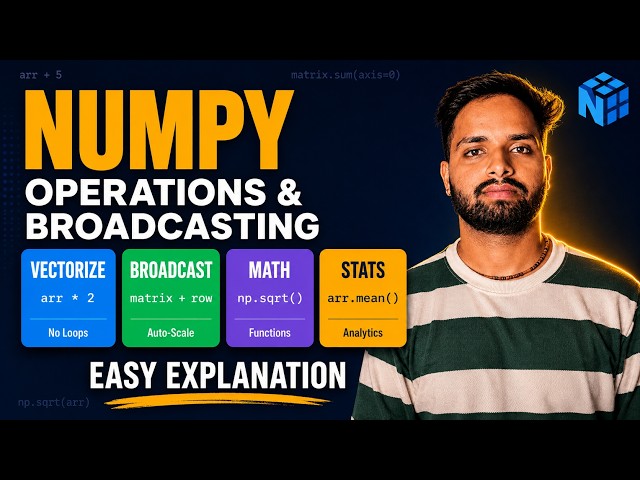 NumPy Operations, Broadcasting & Math Functions in Hindi | Vectorization Explained (Beginner)