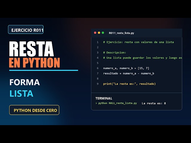 Restar valores de una lista en Python | Ejercicio 11