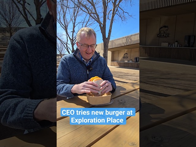 CEO tries new Graze Burger at Exploration Place #burgervideo #CEOburgerbite #wichitafood