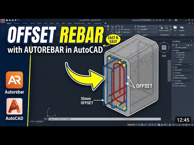 How to Draw Offset Rebar/Concrete Edge Using AutoRebar -Tutorial #autorebar #steeldesign #autocad