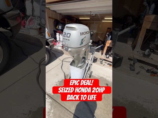2008 Honda 20hp 4 stroke outboard motor running again after being locked up #honda#boat#outboard