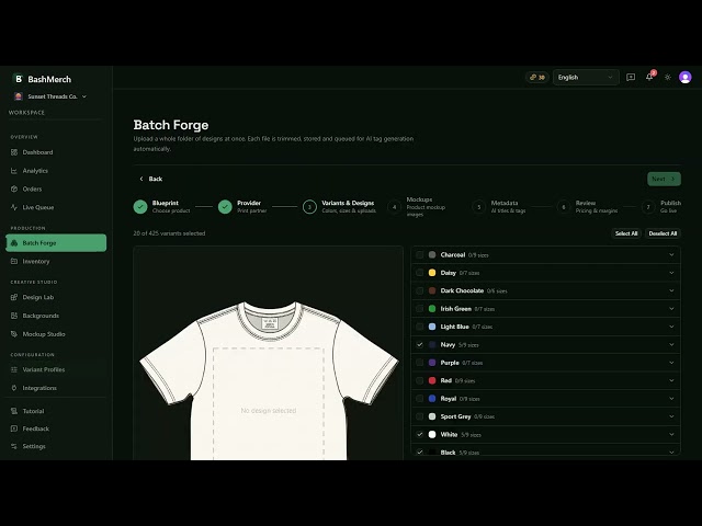 BashMerch Tutorial: Variant Profiles — Save a Preset for Batch Forge