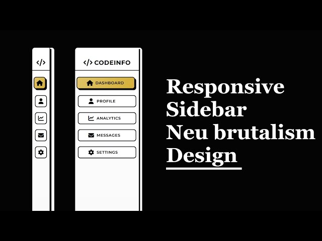 Responsive Sidebar Menu with HTML and CSS | Neubrutalism Sidebar Design with HTML and CSS