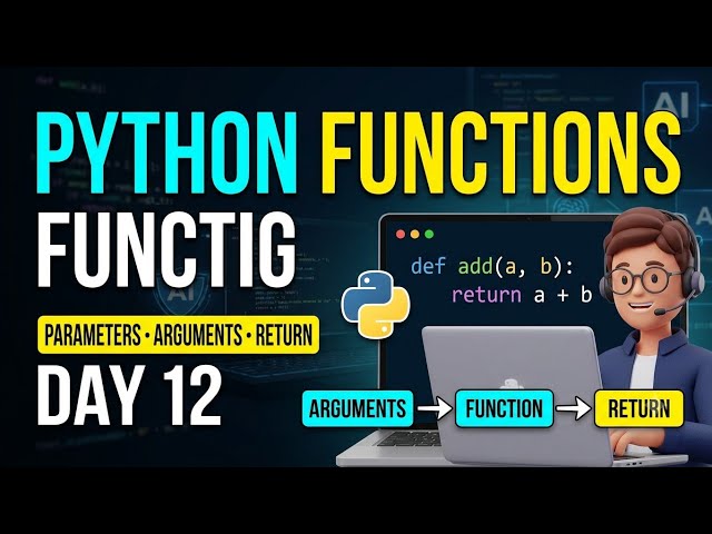 🐍 Python Parameters, Arguments & Return Explained | Day 12  Python for Beginners#Python #LearnPython