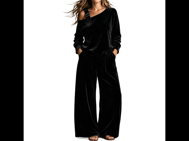Velvet Off Shoulder Two Piece Set