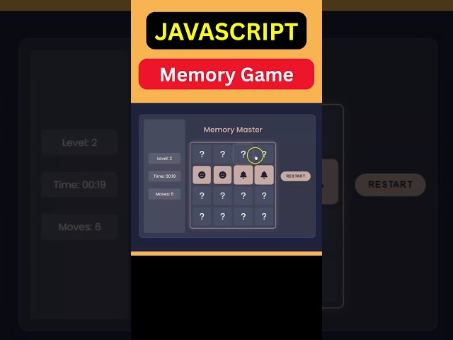 Javascript memory game | #shorts #javascript #css #html