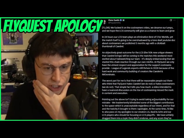 Caedrel Receives FlyQuest APOLOGY, Worlds Schedule & Fries Group Worlds Format