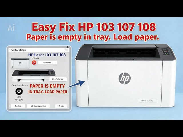 Quick Fix: HP 107w Printer Out of Paper Error 