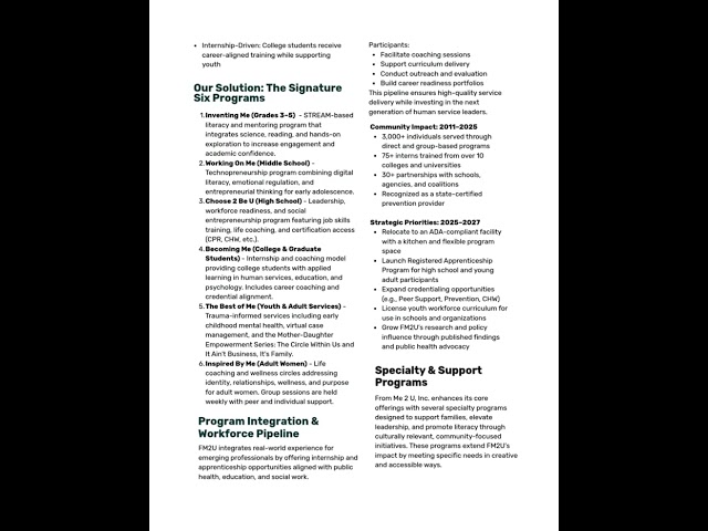 From Me 2 U, Inc White Paper