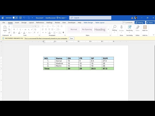 How to Calculate Row and Column Totals in Microsoft Word Tables | Easy Tutorial