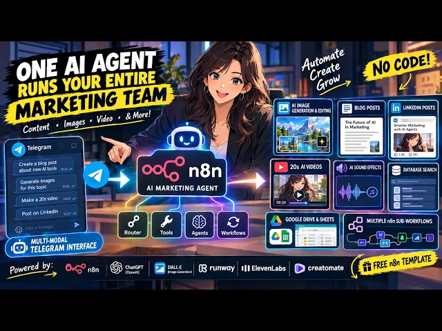 I Built a Marketing Team with 1 AI Agent & No Code 🤖 | Free n8n Template