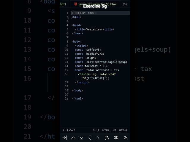 Javascript Exercise 5g #javascript #course