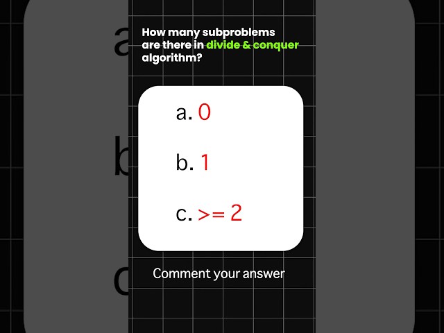 How Many Subproblems in Divide and Conquer? | DSA Quiz Challenge 💡 #ctobhaiya #dsa