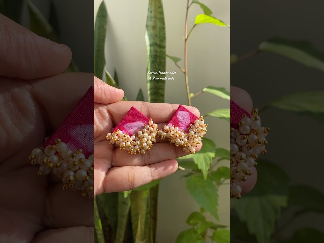 Handmade traditional fabric studs in pink #youtubeshorts #earrings