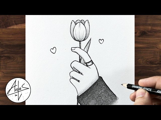 How to Draw a Hand Holding a Tulip 🌷 | Easy Pencil Sketch for Beginners | Love Drawing
