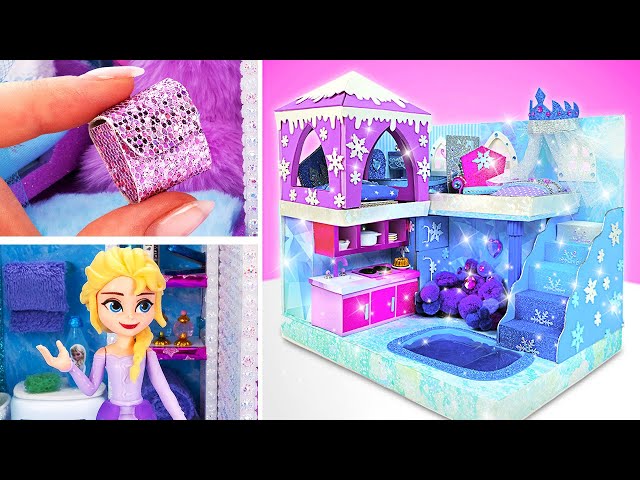 Manualidades Mágicas para Elsa ❄Casa de Muñecas, Traje de Nieve Brillante y Joyas con Brillantina