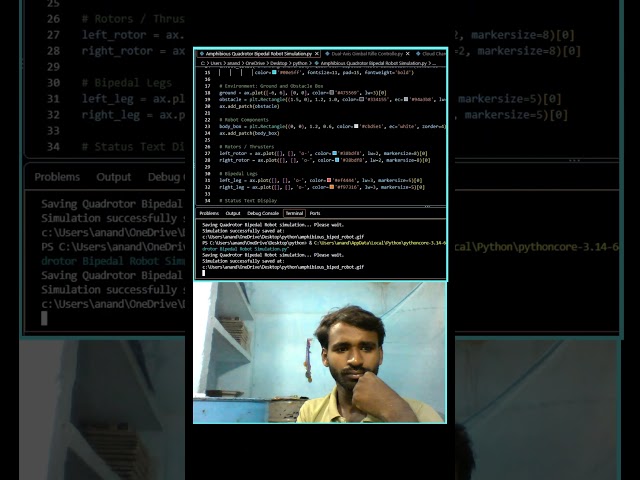 Quadrotor Bipedal Robot Simulation using Python