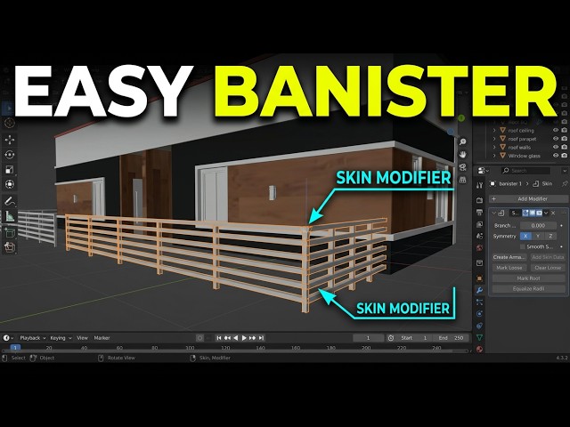 Blender Tips for Modeling a Banister on a Modern Bungalow House