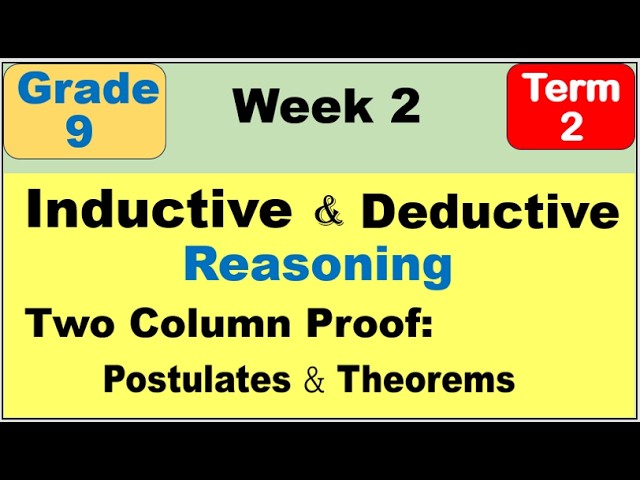 Grade 9 Math Term 2 | Inductive and Deductive Reasoning Proving Two Column Proof Second Term Week 2